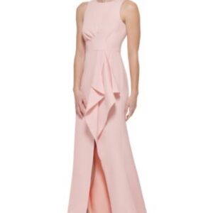 Eliza J Pink Sleeveless Cascading Ruffle Gown Dress  Size 8 NEW